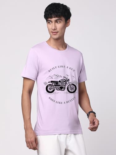 Image of ADRO Men's Royal Bike Design Printed 100% Cotton T-Shirt - Regular Fit, Printed T-Shirts for Men