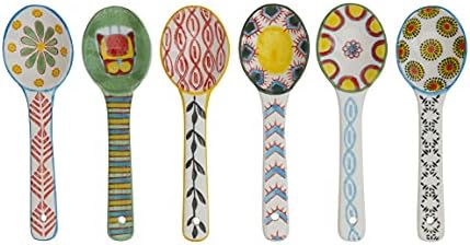 heart & home Demitasse Espresso Spoons, Little Spoons for Dessert, Small Teaspoons, Set of 6, Multicolor, 5-1/4” L
