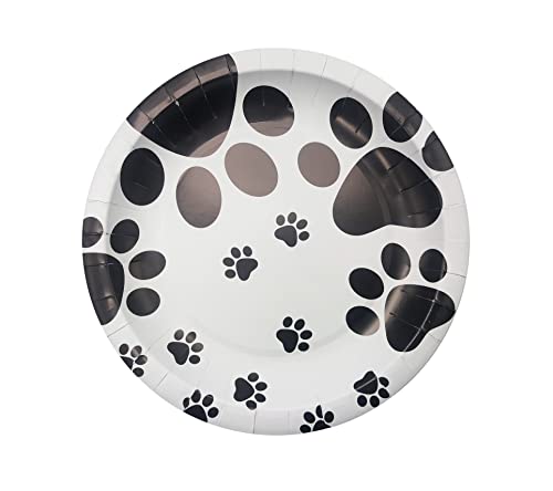 7 Inch Disposable Plates, 50 Pcs Paper Plates, Tableware Plates, Party Supply Plates For Birthday Party Baby Shower Wedding Party (Dog Paw)