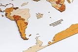 Drewniana mapa świata, dekoracja ścienna, wielowarstwowa, wielokolorowa, witraża, grawerowane nazwy - unikalny efekt 3D, do salonu, biura i sypialni, rozm. L120 Traveler (120 x 60 cm)