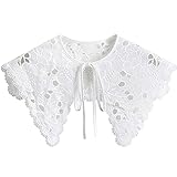 Damen Spitze Fake Kragen - Abnehmbare Rüschen Lätzchen Kragen mit Fliege Band Elegant Dickey Mini Schal Choker Stil Halbe Bluse Zubehör für T-Shirt Kleid Pullover, #3, Einheitsgröße