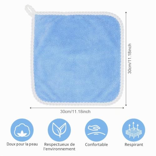 Aolso Serviette de Visage Bebe, 6 Pièces Gants de Toilette en Flanelle en Coton Bio, Petites Mini Lingettes en Coton Lavables Réutilisables et Pratiques pour la Toilette de Bébé – vue 4