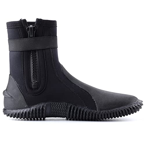 Sarhlio Neoprene Dive Boots Zippered Premium 3Mm With Anti-Slip Sole For Water Sports Scuba Diving Snorkeling Rafting Kayaking Windsurfing(M14W15) Black #TOP2