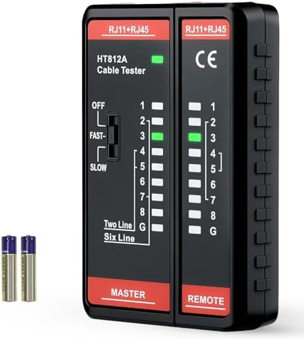 Mcbazel Upgraded Professional Network Cable Tester, Cable Tester for RJ11/RJ45 – Live Line Detection, Accurate Fault Identification for Network & Telephone Lines, for CAT5/CAT5E/CAT6/CAT6A