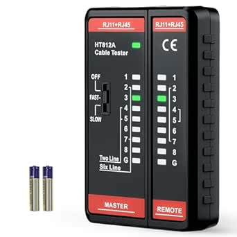 Mcbazel Upgraded Professional Network Cable Tester, Cable Tester for RJ11/RJ45 – Live Line Detection, Accurate Fault Identification for Network &amp; Telephone Lines, for CAT5/CAT5E/CAT6/CAT6A