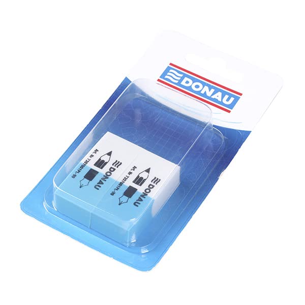Donau 7307001-99/2B Erasers/Pack of 2 / Colour: White/Blue/Eraser for Pencils and Ballpoint Pens/Made of High-Quality Rubber/Can be Used on Both Sides / 41 x 18 x 11 mm - Image 3
