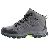 ZIXCPLAZ Fashionable Suede Leather Lightweight Breathable Support Men Hiking Boots Outdoor Trekking Trail Walking Shoes Professional Grade Anti Slip Shock Absorbing All TerrainFootwear (Gray,9)