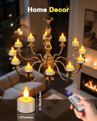 SoulBay Flameless Candles with Remote Control Timer & Charging Base, 12pcs USB Rechargeable Battery LED Tea Lights Candles Small Votive for Lantern Pool Mantle Weddings Emergency Christmas Decorative