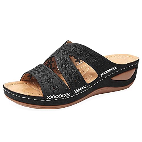 Sliper Damen Sport Clogs Damen Pantoletten Damen mit Absatz Pantoletten Damen Weit Hausschuhe Damen Sommer Pantoletten Damen Sommer Pantoletten Flip Flops Damen Leder Cover