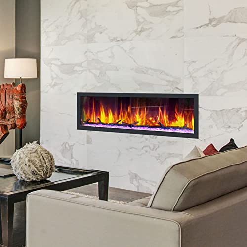Dynasty Cascade 64 Inch Wall Mount Linear Electric Fireplace - Black, Dy-Btx64 #TOP1