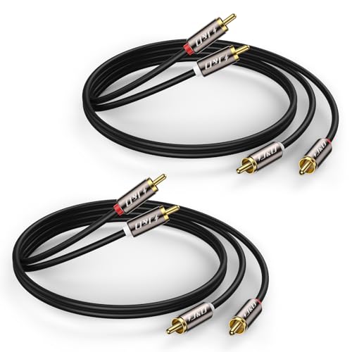 J&D RCA Cable, (2 Pack) Gold-Plated RCA Audio Cables, Copper Shell 2RCA Male to 2RCA Male Stereo Audio Cable, 3 Feet