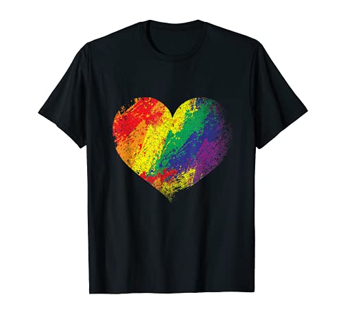 Cool Rainbow Heart Trans Queer Equality Homo Lesbian Schwul T-Shirt