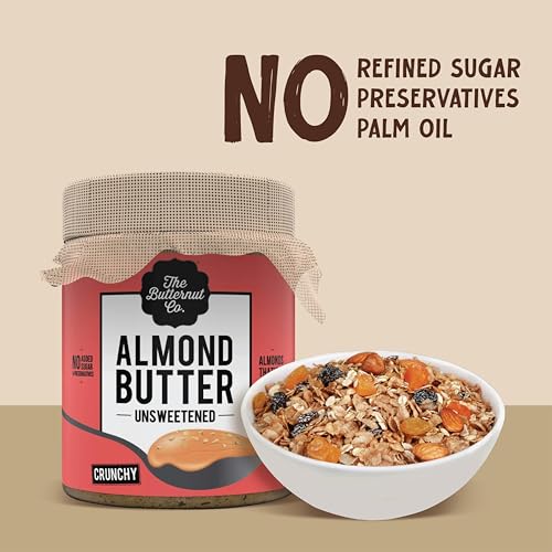 Image of The Butternut Co. Natural Almond Butter (Crunchy) 200g | Unsweetened | 24g Protein | No Added Sugar | 100% Almonds | No Salt | Pure Almond Butter | Gluten Free | Vegan | Keto