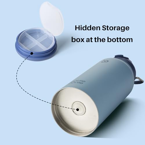 BOTTLE BOTTLE Insulated Water Bottle 950ml(32oz) Stainless Steel Sports Water Bottles with Straw Dual-use Lid Drink Flask Design for Gym with Pill Box (Blue)