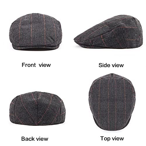 Image of 2-Pack Adjustable Newsboy Hats for Men Flat Cap Irish Wool Blend Tweed