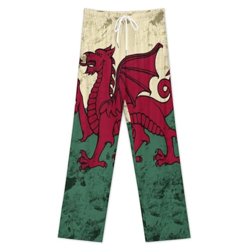 Vintage Welsh Flag Mens Pajama Pants Soft Lounge Pj Bottoms Lightweight Sleepwear Pants with Drawstring3