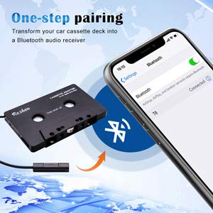 Reshow Bluetooth Cassette Adapter For Car With Stereo Audio , Wireless Cassette Tape To Aux Adapter Smartphone Cassette Adapter (Black) #TOP5