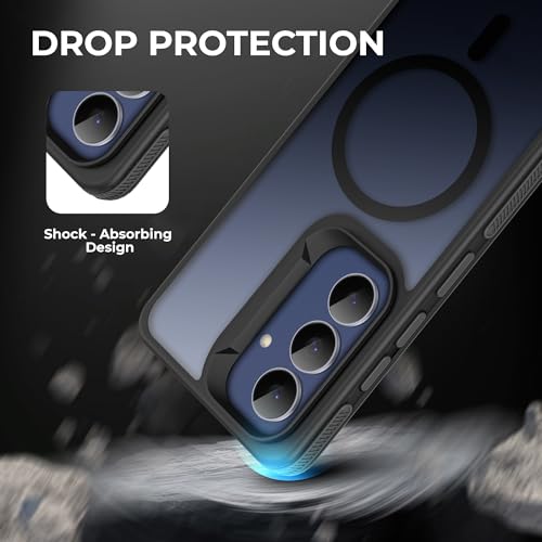 Image of A rtistque Compatible with Mag-Safe Frosted Ultra Matte Back Cover Case for Samsung Galaxy S25 FE 5G | Smooth Sides Grip | Protective Design | Raised Camera Edges | Samsung S25 Fe Back Cover - Black