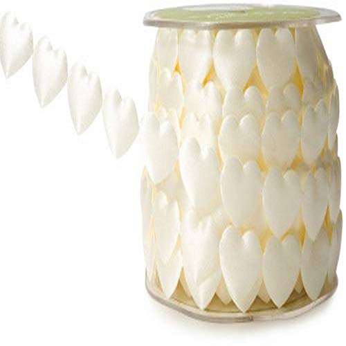 May Arts 3/4-Inch Wide Ribbon, Ivory Hearts