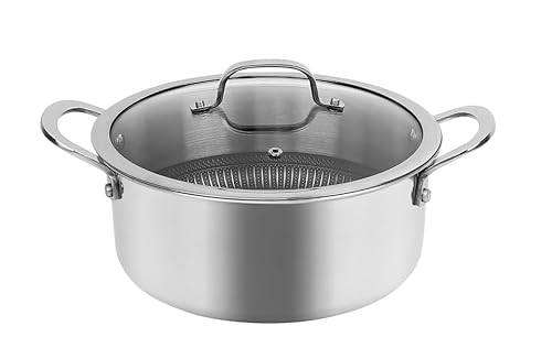 HEXTEC Laser Etched Honeycomb Non Stick Stainless Steel Cookware Pot & Pans Set with Lid - Induction Ready Deep Fryingpan Saucepan Casserole Stockpot with Cool Handles for Home Kitchen Chef, PFOA Free