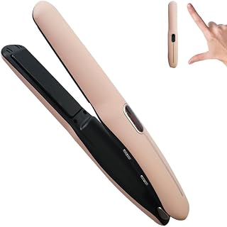 Cordless Hair Straightener and Curler 2 in 1 Portable Flat Iron Wireless Hair Straightener for Travel, USB-C Rechargeable 4800 mAh Battery Fast Heating Pink