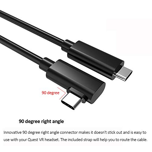 Easy Hood Usb C To Usb C Cable Compatible For Oculus Quest/Quest 2 / Oculus Link Vr Headset, Right Angle Type C High Speed Data Transfer & Fast Charging Cord, Usb3.2 Gen1 5Gbps/3A 16Ft #TOP2