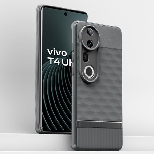 Image of Pikkme Back Cover for Vivo T4 Ultra 5G Camera Protection 3D Hexa Cube Design Silicone Protective Bumper Case (Grey)