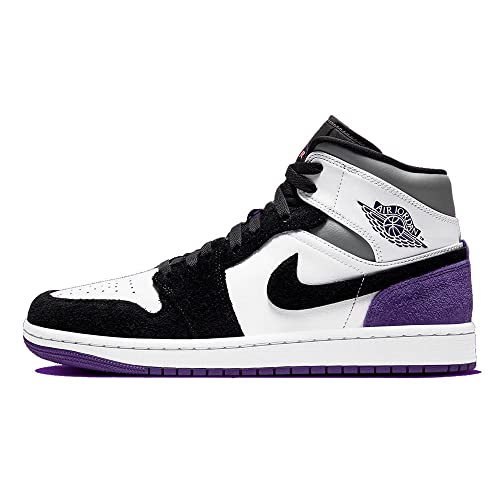 NIKE Air Jordan 1 Mid SE - 852542 105 - Biały, dworski fioletowy, czarny - trampki dla mężczyzn - średni top Air Jordan buty dla mężczyzn, dworski fioletowy (Court Purple), 41 EU