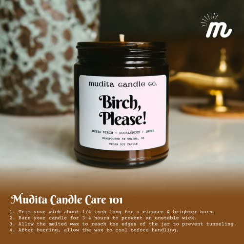 White Birch & Eucalapytus Aromatherapy Candles - Vegan Soy Glass Jar Candles For Home, Bathroom, & Office - 70-80 Hours Long Burning Luxury Candle By Mudita, House Warming Gifts - Birch, Please! #TOP5