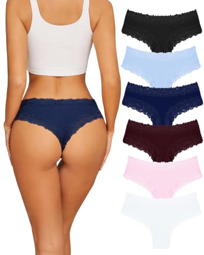 Image of Womens Cotton Underwear Sexy Lace Brazilian Panties Soft Bikini Ladies Pack