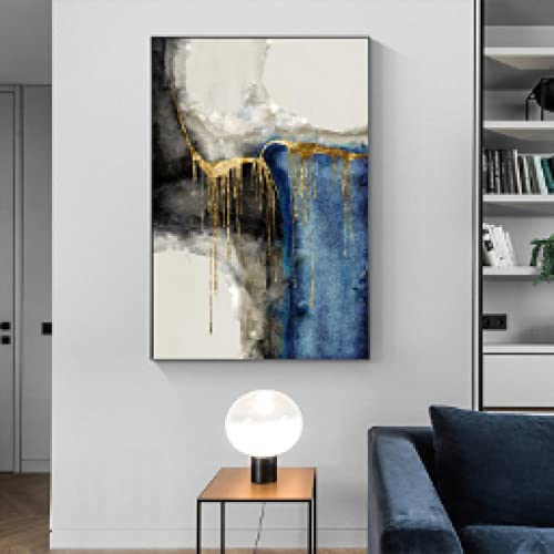 Affiches abstraites bleu or haute définition triptyque 30x45cm - 4