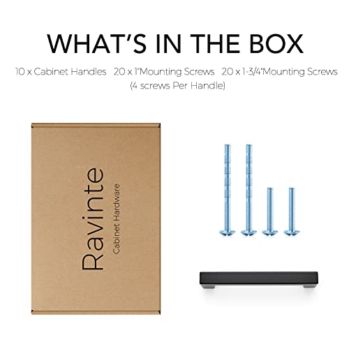 Image of Ravinte 10 Pack 4 Inch Kitchen Square Cabinet Handles Matte Black Cabinet Pulls Black Drawer Pulls Kitchen Cabinet Hardware Handles