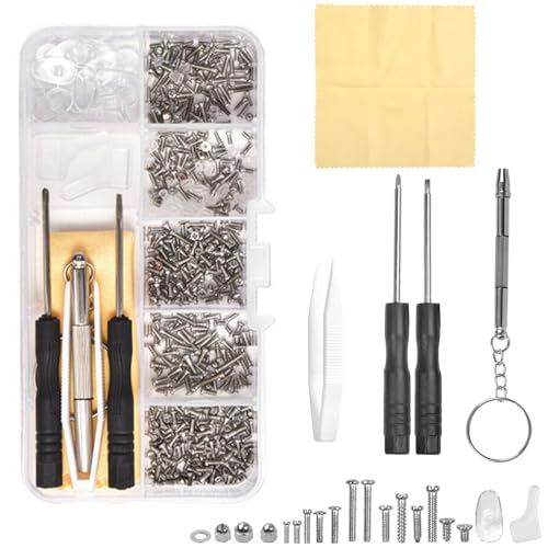 500 PCS Eyeglass Repair Tool Set Glasses Repair Kit with Screws Micro Screwdriver Case and Tools for Eyewear Repair Includes Nose Pads Screwdriver Set and Glasses Accessories