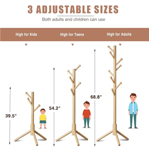 Azaeahom 8-Hook Freestanding Coat Rack 3 Heights Safe Round Tips Nature by Azaeahom - Used condition - Image 7