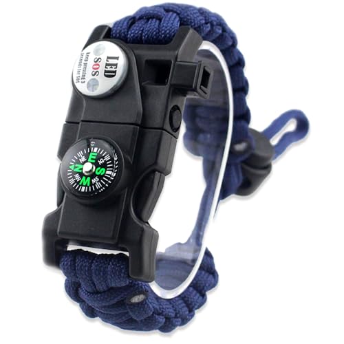 Daarcin Survival Paracord Bracelet,Fire Starter,Waterproof SOS Light, Compass, Whistle, Adjustable AK87 20 in 1,Outdoor Ultimate Tactical Survival Gear Set,Men