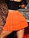 Avidlove Women's Mini Skirt Mesh Flowy Hem Y2K Skirts Multi-Layer Ruffle Trim Lingerie Skirt Orange M