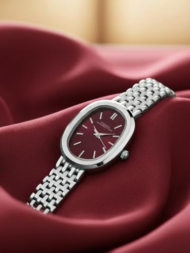 Image of French Connection Sunray Burgundy Oval Dial with Stainless Steel Strap Watch for Womens - FCN0130SM