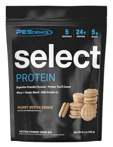 Image of PEScience Select Protein Powder, Whey and Casein Blend, Lean Protein Powder for Women and Men, Low Calorie, Low Carb, Keto Friendly, Gluten Free, Peanut Butter Cookie - 5 Servings