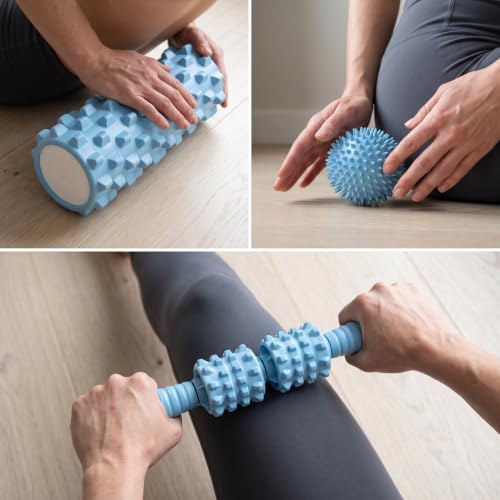 Rodillo para masaje profundo que alivia la rigidez y sobrecarga muscular en color azul 4