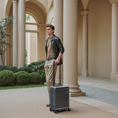LEVEL8 20/24 Inch Zipperless 2 Piece Luggage Sets with Aluminum Frame, Lightweight Hard Shell Suitcases with Spinner Wheels, Metal Travel Luggages with Double TSA Locks, Grey