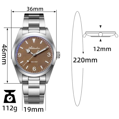 Image of ADDIESDIVE Quartz Watch for Men 36 MM Small Dial Analog Waterproof 100 M | Conves Crystal VH Sweep Second Movement Simple Male Watches Stainless Steel
