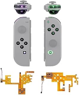 eXtremeRate 7 kolorów 9 Trybów NS Joycon DFS LED Kit dla Nintendo Switch, Multi-Colors Luminated Czarny Klasyczne Symbolika ABXY Trigger Face Buttons dla Nintendo Switch & Switch OLED Model Joy-Con - JoyCon Nie Jest Wliczony W Cenę