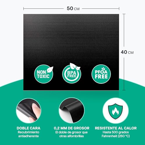 Miniatura 3 de Extra Grande Bbq Grill Mat De Lukata Paquete De 3 - Tapetes Reutilizables Antiadherentes De Teflón Resistentes Al Calor Para Parrillas De Gas Y Carbón - Accesorios Esenciales Para Barbacoa