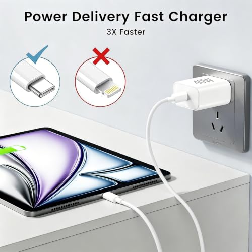 Image of iPad Pro Charger,iPad Charger Fast Charging,40W USB C Wall Charging Adapter with 6FT USBC to C Long Cable Cord for Apple iPad Pro 13 /12.9 /11 in 2026-2018,iPad 11th(A16),iPad Air 5th /4th,i Pad mini 6 /7