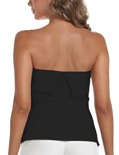 AURUZA Tube Tops for Women Strapless Backless Bandeau Top Sexy Going Out Trendy Off Shoulder Side Split Summer Bustier Tops3