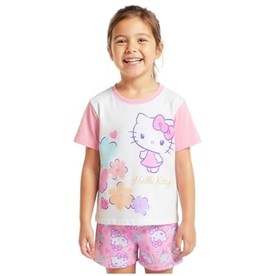 Get Trend Hello Kitty Pijama Niña 5-14 Años, Conjunto 2 Piezas Camiseta Manga Corta Y Pantalón Corto, Pijama Verano, Ropa de Niña (7-8 Años, Blanco/Rosa Hello Kitty) | Ya disponible en tu tienda friki favorita! En mundofriki.es!