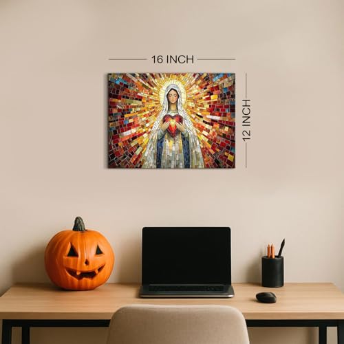 Image of Catholic Wall Art Our Lady of Guadalupe Picture Christian Artwork for Living Room Blessed Home Decor, Vintage Virgin Mary Poster Religious Spirit Canvas Prints Painting Bedroom Decorations 12x16 inch