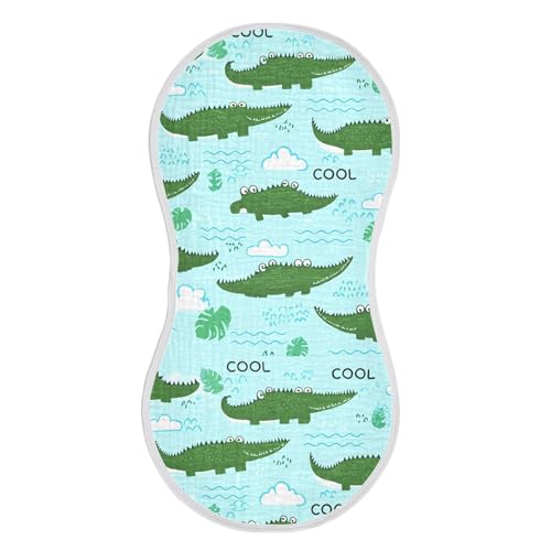 xigua Cartoon Crocodiles Muslin Baby Burp Cloths Set of 4, Super Soft & Absorbent Burping Rags, Cotton Burp Clothes Shower Gift for Newborn, Baby Girls and Boys