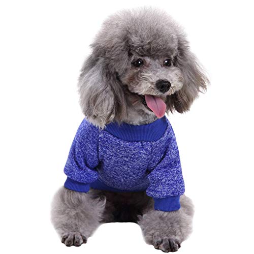 Image of Pet Dog Classic Knitwear Sweater Warm Winter Puppy Pet Coat Soft Sweater Clothing for Small Dogs (XXS, Dark Blue)