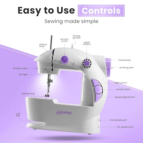 Image of JAXHOM Advance Sewing Machine Electric I Sewing Machine With Table Set I Mini Silai Machine With Focus Light, Foot Pedal, Adapter And Sewing Kit I Stitching Machine For Home Tailoring (SM-8)